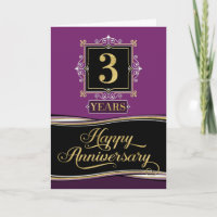 Employee Anniversary 3 Year Decorative Formal Plum