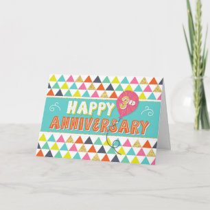 Employee Anniversary 3 Years - Colourful Pattern Card