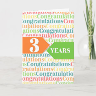 Employee Anniversary 3 Years Colourful Pattern Card