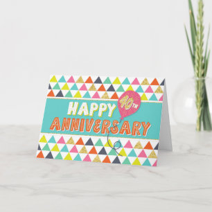 Employee Anniversary 40 Years - Colourful Pattern Card