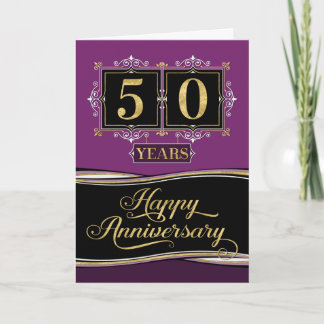 Employee Anniversary 50 Yrs Decorative Formal Plum Card