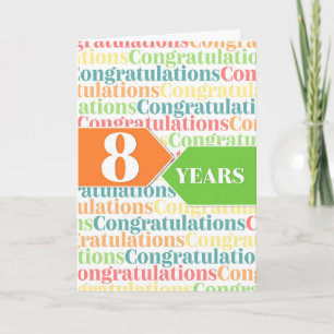 Employee Anniversary 8 Years Colourful Pattern Card