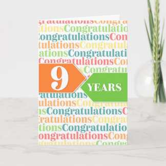 Employee Anniversary 9 Years Colourful Pattern Card