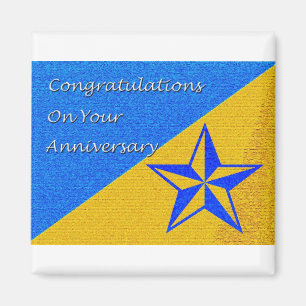 Employee Anniversary Blue and Gold Star Magnet