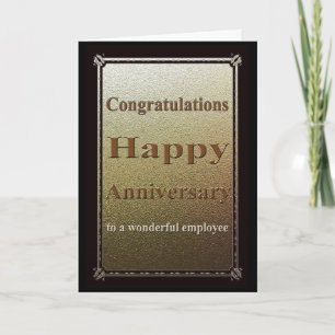 Employee Anniversary Card Elegant Black