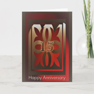 Employee Anniversary Cards 15 Years Red and Gold