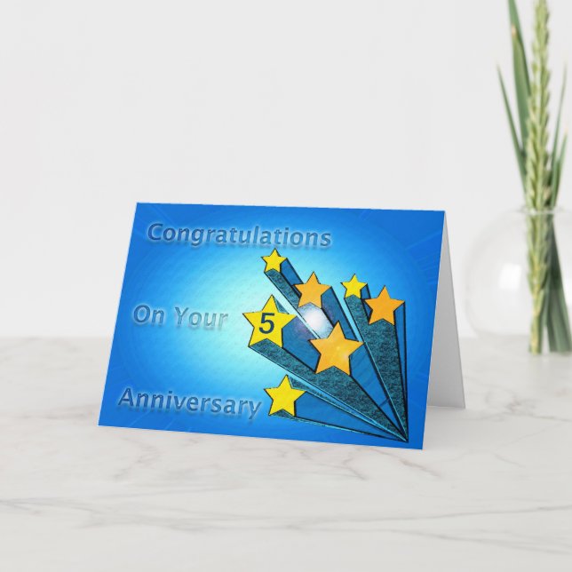 Employee Anniversary Customizable Shooting Stars Card (Front)