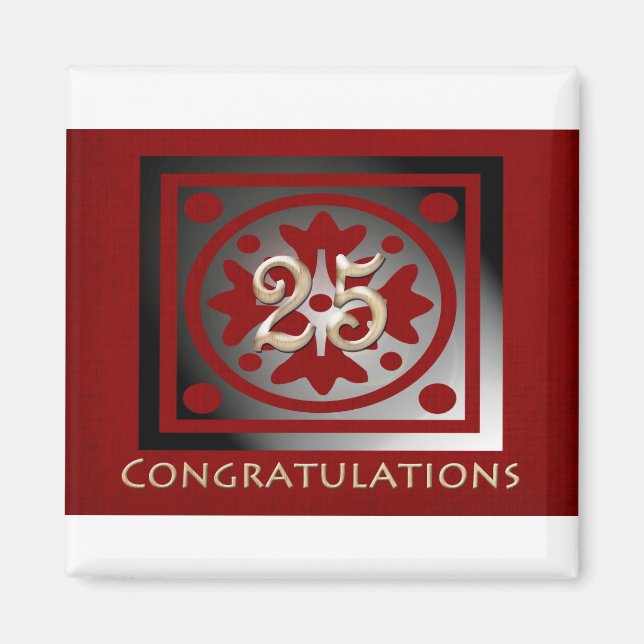 Employee Anniversary Gifts Customizable Red Magnet (Front)