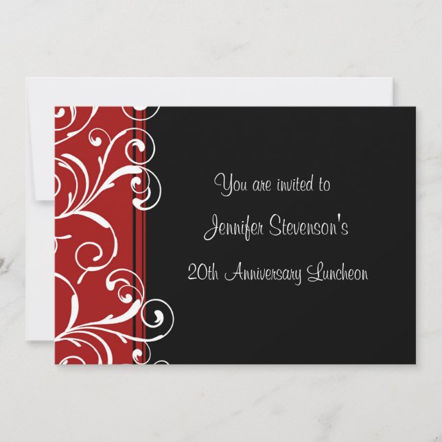 Employee Anniversary Lunch Invitations Red Black (Front)