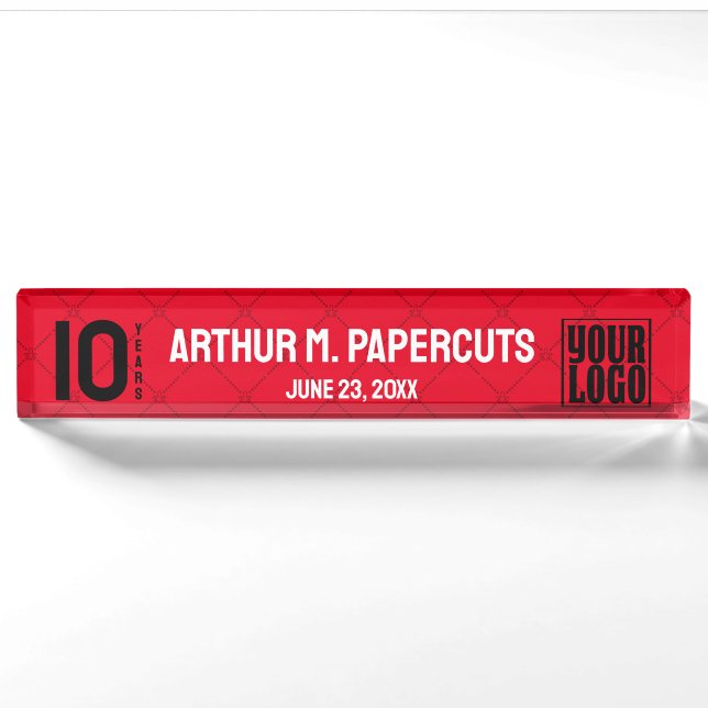 Employee anniversary personalized or 10 years nameplate (Front)