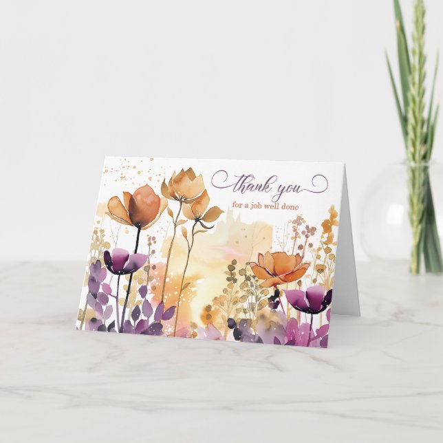 Employee Appreciate Business Watercolor Wildflower Card (Front)