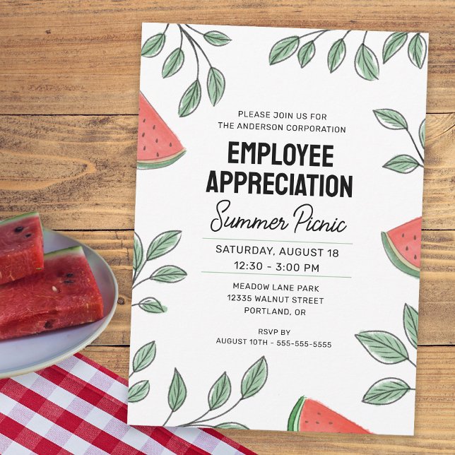 Employee Appreciation Summer Picnic Watermelon Invitation (Creator Uploaded)