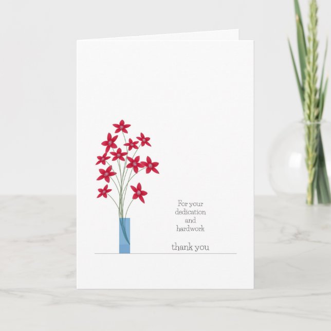Employee Appreciation Thank You Card Red Flowers (Front)
