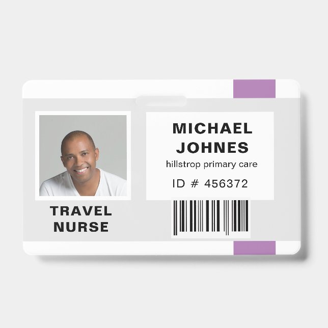employee bar code photo name tag badge (Front)