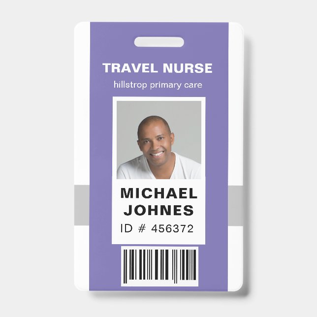 employee bar code photo name tag badge (Front)