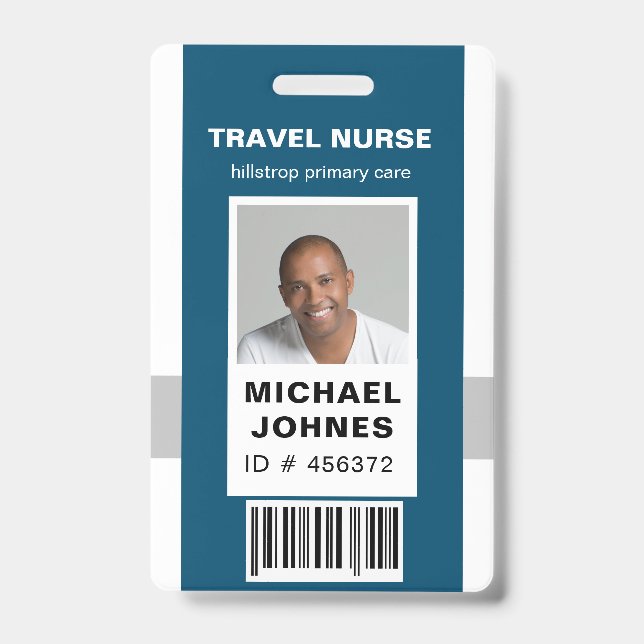 employee bar code photo name tag badge (Front)