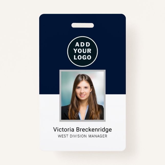 Employee Barcode Business Logo Photo ID Badge (Front)