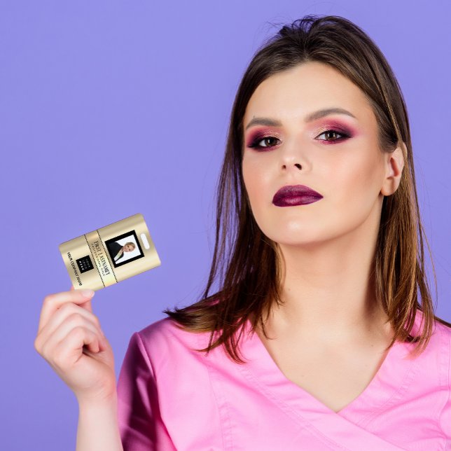 Employee Barcode Logo Name Scan Sepia Gold Badge (Creator Uploaded)