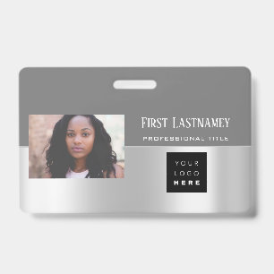 Employee Barcode Logo Name Scanner Grey Black Badge