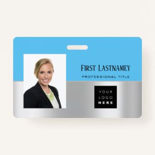 Employee Barcode Logo Name Scanner Grey Ocean Badge