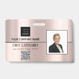Employee Barcode Logo Name Scanner Grey Rose Verti Badge