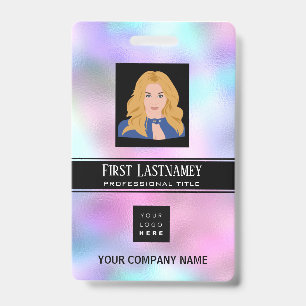 Employee Barcode Logo Name Scanner Ombre Vertical Badge