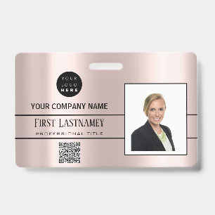 Employee Barcode Logo Name Scanner Stripe Rose Badge