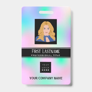 Employee Barcode Logo Name Scanner  Vertical Pink Badge
