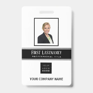 Employee Barcode Logo Name Scanner White Vertical Badge