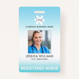 Employee Blue Gradient Editable Occupation Photo Badge