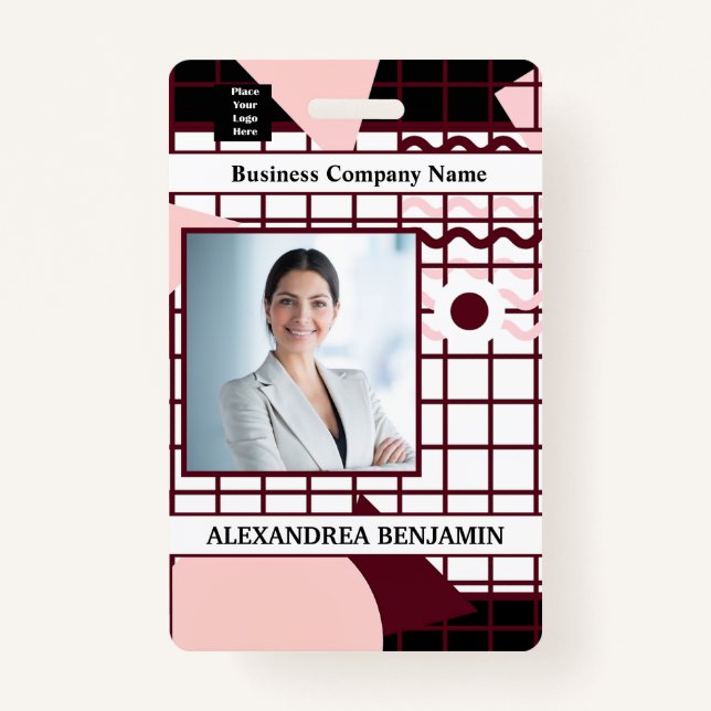Employee Business Company Photo Logo ID Custom Badge (Front)