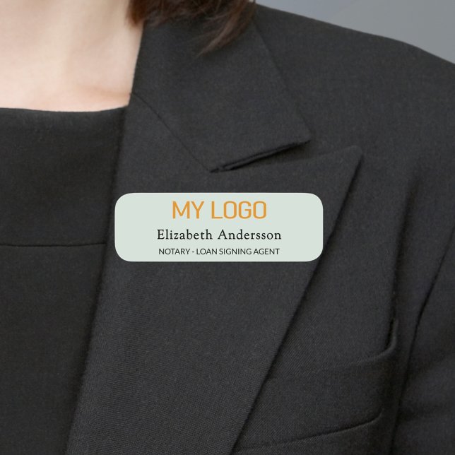 Employee business logo sage green magnetic name tag (Creator Uploaded)