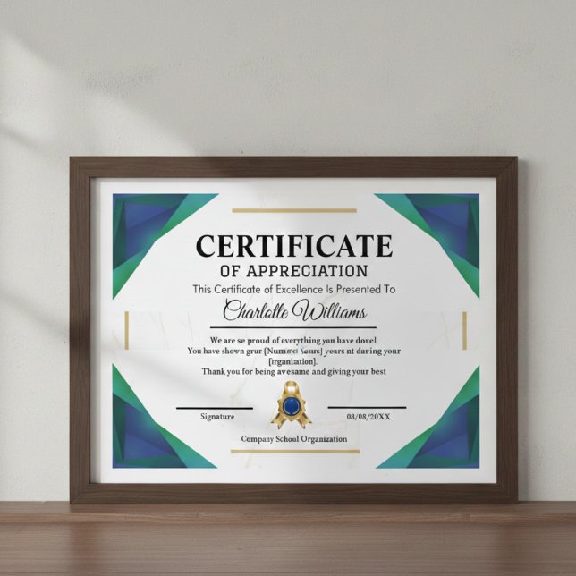 Employee Certificate of Achievement Award (Creator Uploaded)