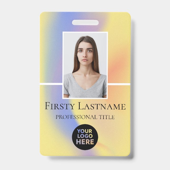 Employee Custom Photo, Barcode, Logo, Name Badge (Front)