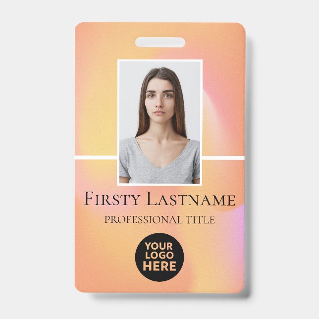 Employee Custom Photo, Barcode, Logo, Name Badge (Front)