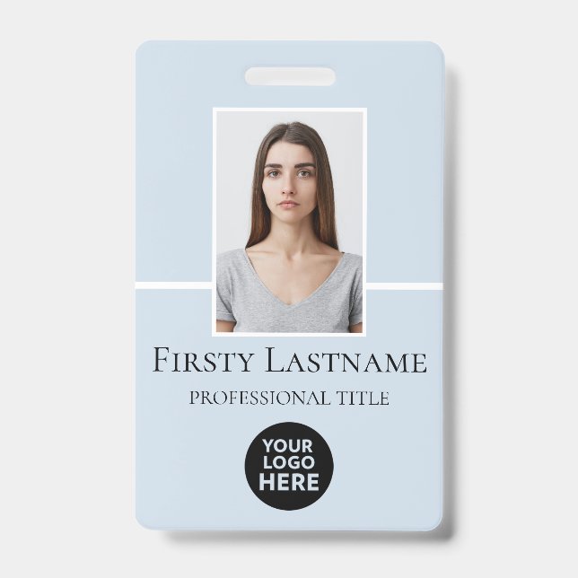 Employee Custom Photo, Barcode, Logo, Name Badge (Front)