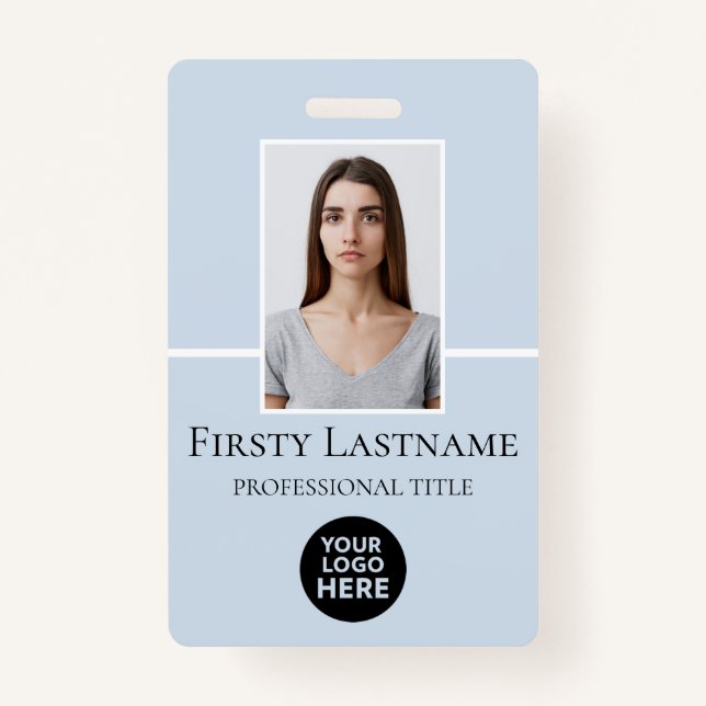 Employee Custom Photo, Barcode, Logo, Name Badge (Front)