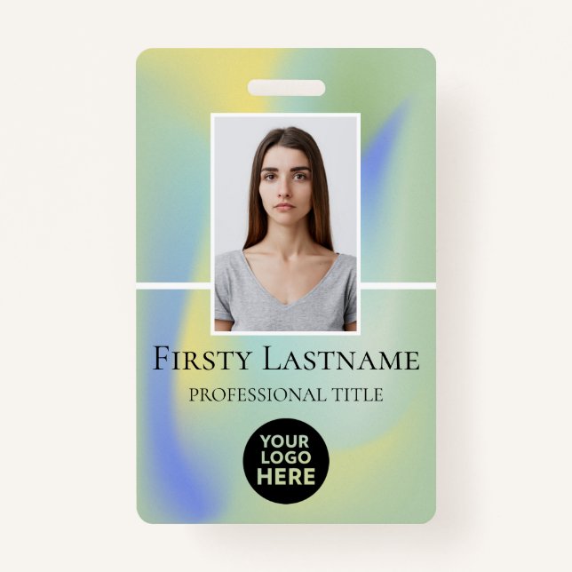 Employee Custom Photo, Barcode, Logo, Name Badge (Front)