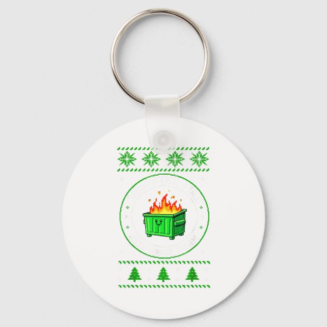 Employee Dumpster Fire Resnse Team Ugly Christmas  Keychain (Front)