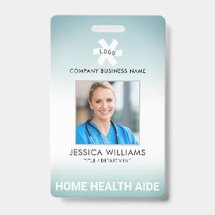 Employee Green Gradient Editable Occupation Photo Badge