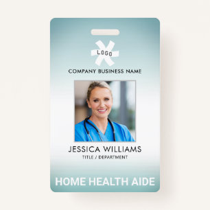 Employee Green Gradient Editable Occupation Photo Badge