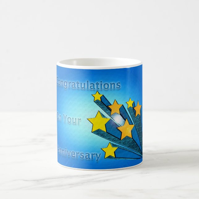 Employee Happy Anniversary Shooting Stars Coffee Mug (Center)