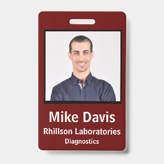 Employee ID Badge Burgundy Vertical Design