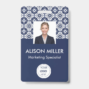 Employee ID Badge – Photo, Logo & Name (Navy)