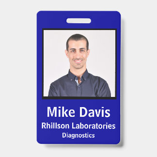 Employee ID Badge Royal Blue Vertical Design