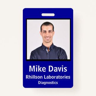 Employee ID Badge Royal Blue Vertical Design