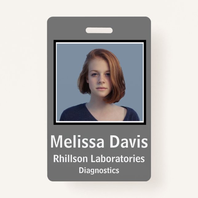 Employee ID Badge Steel Grey Vertical Design (Front)