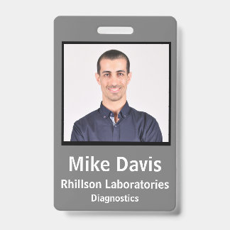Employee ID Badge Stone Grey Vertical Design
