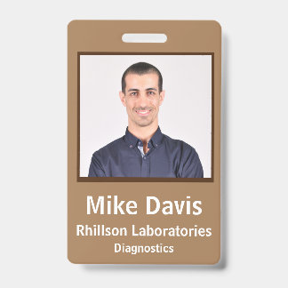 Employee ID Badge Tuscan Tan Vertical Design