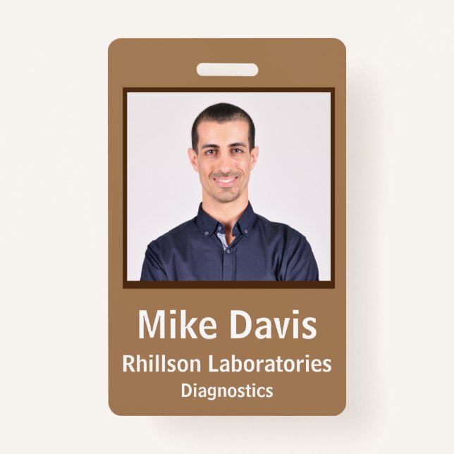 Employee ID Badge Tuscan Tan Vertical Design (Front)